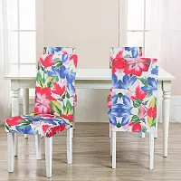 Kaai Life Style Polyester Spandex Floral Printed Chair Cover Stretch Removable Washable Short Dining Chair Cover Protector Seat Slipcover (Multicolor)-thumb1