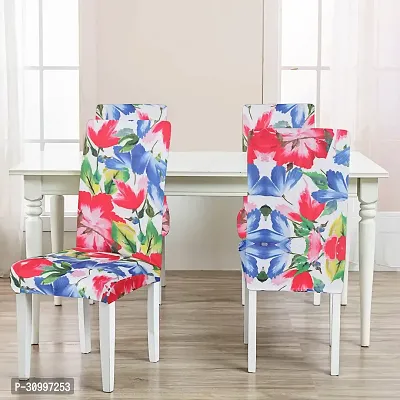 Kaai Life Style Polyester Spandex Floral Printed Chair Cover Stretch Removable Washable Short Dining Chair Cover Protector Seat Slipcover (Multicolor)-thumb2