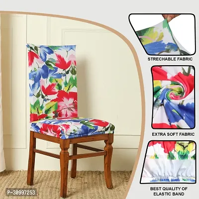 Kaai Life Style Polyester Spandex Floral Printed Chair Cover Stretch Removable Washable Short Dining Chair Cover Protector Seat Slipcover (Multicolor)-thumb5