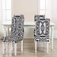 Polyester Spandex Printed Chair Cover Stretch Removable Washable Short Dining Chair Cover Protector Seat Slipcover (Marval Printed) Pack of 6-thumb1