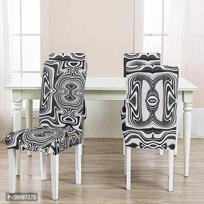 Polyester Spandex Printed Chair Cover Stretch Removable Washable Short Dining Chair Cover Protector Seat Slipcover (Marval Printed) Pack of 6-thumb2