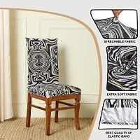 Polyester Spandex Printed Chair Cover Stretch Removable Washable Short Dining Chair Cover Protector Seat Slipcover (Marval Printed) Pack of 6-thumb3