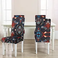 Marval Printed 200 GSM Elastic Stretchable Dining Table Chair Seat Cover Protector Slipcover for Dining Table Chair Cover Set of 6 Seater-thumb1