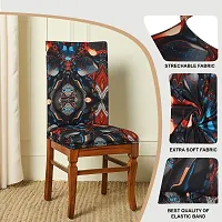 Marval Printed 200 GSM Elastic Stretchable Dining Table Chair Seat Cover Protector Slipcover for Dining Table Chair Cover Set of 6 Seater-thumb3