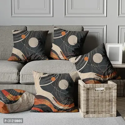 Digital Printed Cushion Cover Set of 5 - Black and Orange