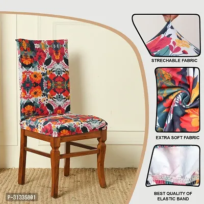 Slipcovers Elastic Digital Printed Stretchable Dining Chair Covers Set of 4 (Multicolor)-thumb2