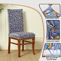 Slipcovers Elastic Digital Printed Stretchable Dining Chair Covers Set of 4 (Blue )-thumb1