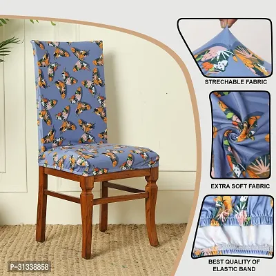 Slipcovers Elastic Digital Printed Stretchable Dining Chair Covers Set of 4 (Blue )-thumb2