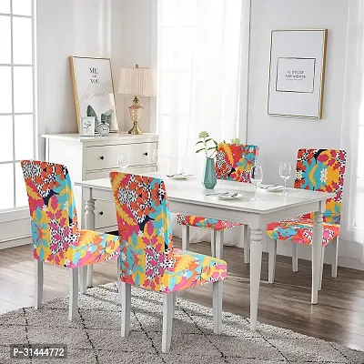 Chair cover for dining chair digital printed stretchable pack of 4