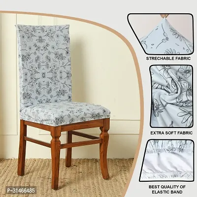 Slipcovers Elastic Digital Printed Stretchable Dining Chair Covers Set of 4 (Grey)-thumb5