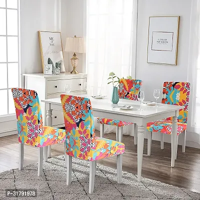 Slipcovers Elastic Digital Printed Stretchable Dining Chair Covers Pack of 2 (Multicolor)-thumb2