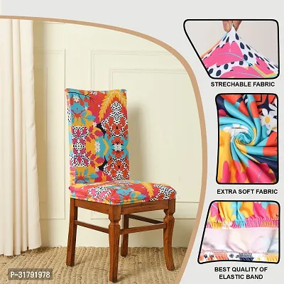 Slipcovers Elastic Digital Printed Stretchable Dining Chair Covers Pack of 2 (Multicolor)-thumb3