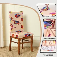 Slipcovers Elastic Digital Printed Stretchable Dining Chair Covers Set of 2 (Beige  Red Rose)-thumb3