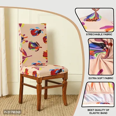 Slipcovers Elastic Digital Printed Stretchable Dining Chair Covers Set of 2 (Beige  Red Rose)-thumb4