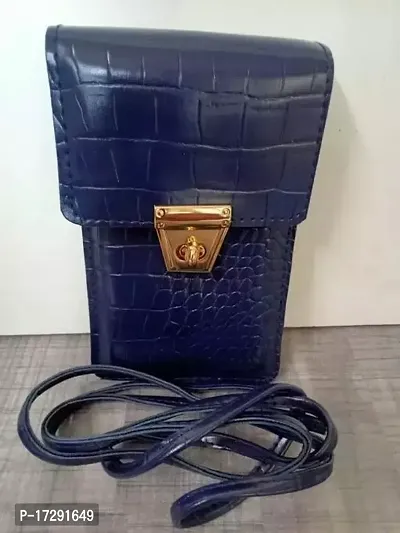 Stylish Blue PU  Sling Bag For Women