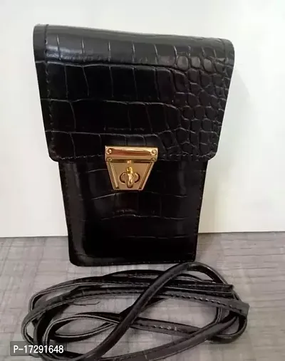 Stylish Black PU  Sling Bag For Women