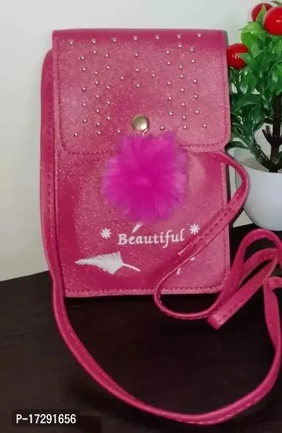 Stylish Pink Leather  Sling Bag For Women-thumb0