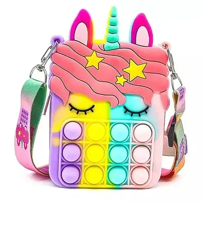 Silicon Unicorn Sling Bag Pop It Fidget Travel Bag