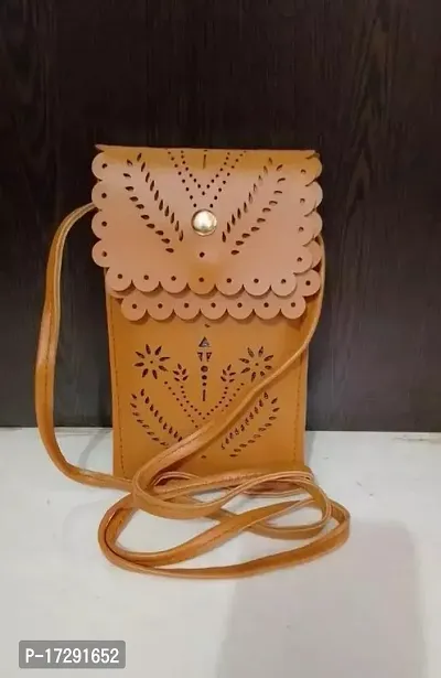 Stylish Brown Leather  Sling Bag For Women-thumb0