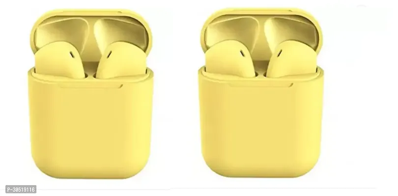 Stylish Yellow In-ear Bluetooth Wireless Headphones With Microphone Pack of 2