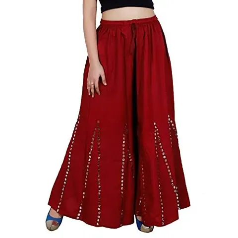 sonia collection Women's Loose Fit Blend Palazzo (sharara-1_Maroon_L)