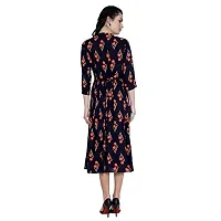 sonia collection Fancy Anarkali Long Frock Style reyon Cotton Soft Printed Kurti (M) Navy Blue-thumb3