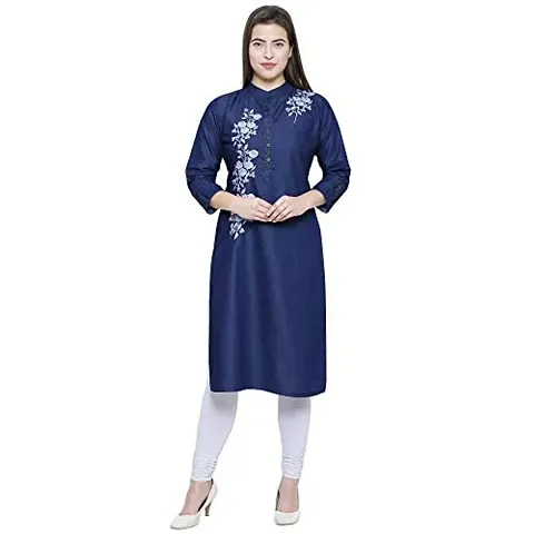 jyoti Women's Regular Kurta (Women Kurtis Dark XXL_Navy Blue_Medium)