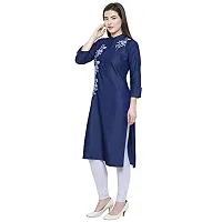 jyoti Women's Cotton Regular Kurta (Women Kurtis Dark Green XXL_Navy Blue_Medium)-thumb1