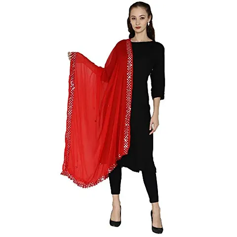 Jyoti Women's Chiffon Dupatta (Sc-143,Red,2.20Mtr.)