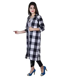 sonia collection Khadi Cotton Kurti with Stylish Shrug for Girls/Ladies (XL, Black  White)-thumb3