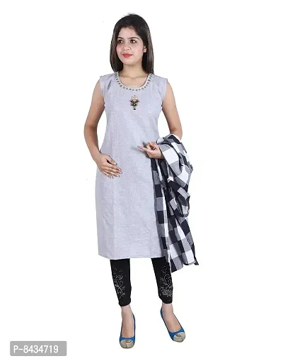 sonia collection Khadi Cotton Kurti with Stylish Shrug for Girls/Ladies (XL, Black  White)-thumb5