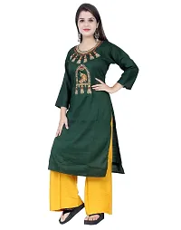 TVESA Womens Fancy Neck Hand embroiedary Cotton Silk Kurti for Ladies/Girls-thumb2