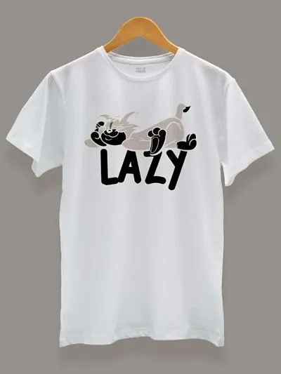 Stylish Typography White Polyester Tshirts for Men