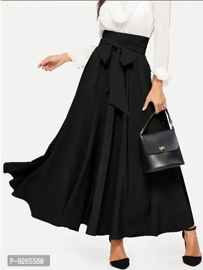 Classic Crepe Solid Skirt for Women-thumb0