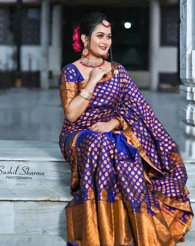 Must Have Poly Silk Saree with Blouse piece 