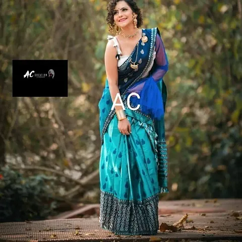 Hot Selling Poly Silk Saree with Blouse piece 