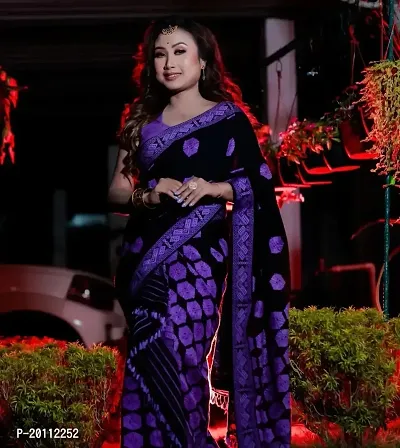 Women Stylish Chanderi Silk Mekhela Chador Saree With Blouse Piece-thumb0
