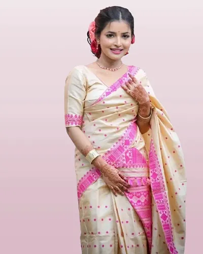 New In Poly Silk Saree with Blouse piece 