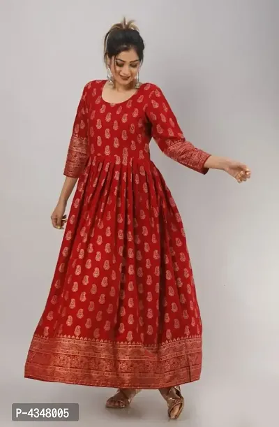 Women's Beautiful Rayon Printed Anarkali Kurta-thumb0