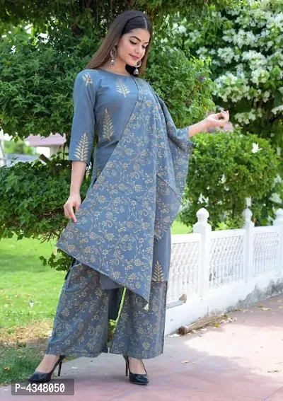 Women's Beautiful Rayon Kurta, Bottom and Dupatta Set