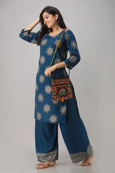 Women's Beautiful Rayon Kurta and Bottom Set