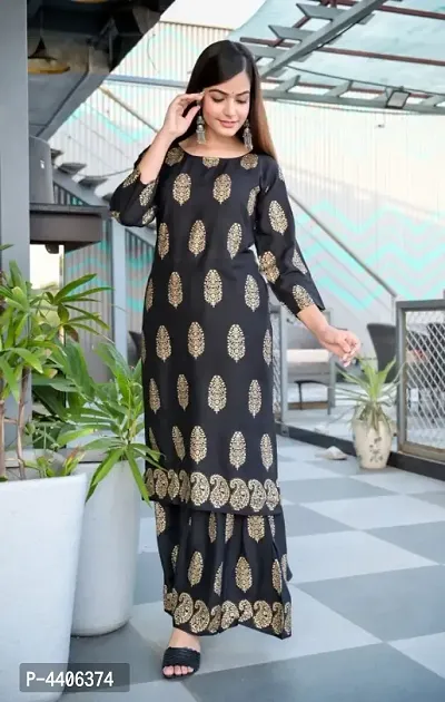 Stylish Rayon Kurta With Sharara Set-thumb2