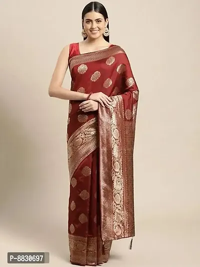 Exquisite Banarasi Silk Saree in Pear Green with Wine Maroon Blouse |SARV155835