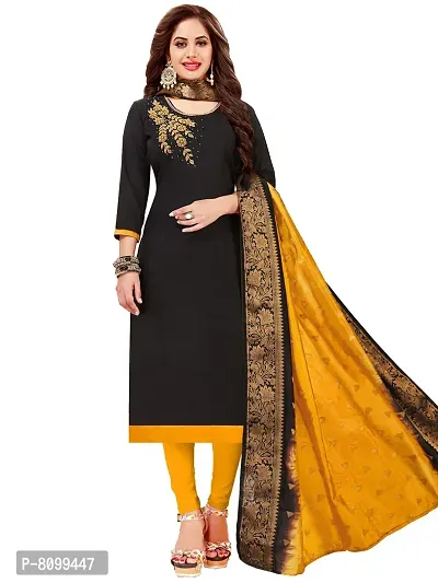 Buy Leeza Store Women's Navy Blue Cotton Slub Embroidered Unstitched Churidar  Dress Material With Banarasi Dupatta Online In India At Discounted Prices