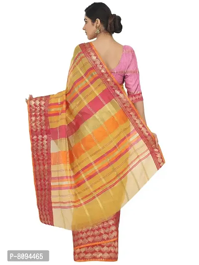 Pure Bengali Handloom Tussar Silk Red and Yellow Color 2d Saree - Pradip  Fabrics