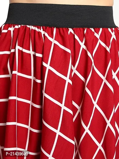 Aniyank Red Check Umbrella Flared Skirt for Girls (L)-thumb4