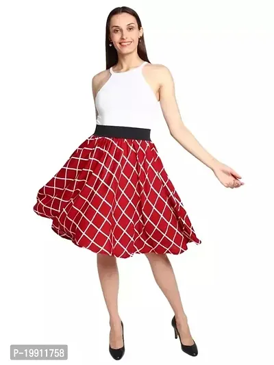 Elegant Red Crepe Printed Skirts For Women