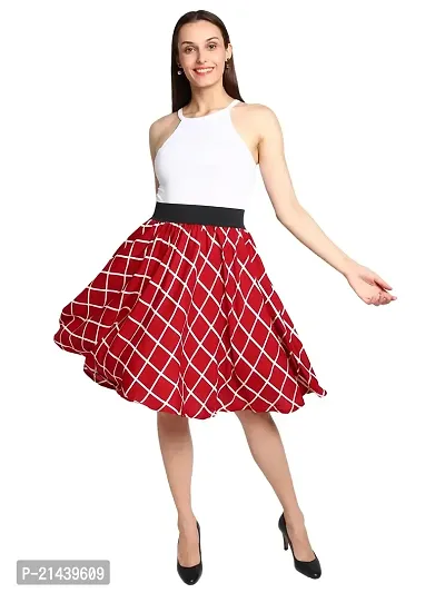 Aniyank Red Check Umbrella Flared Skirt for Girls (L)-thumb0