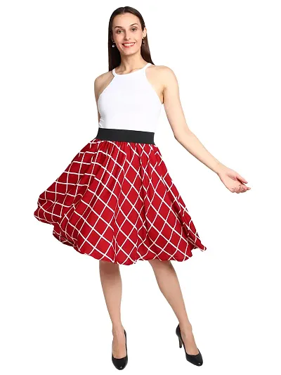 Aniyank Check Umbrella Flared Skirt for Girls (L)