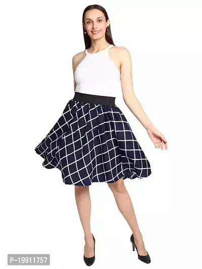 Elegant Navy Blue  Crepe Printed Skirts For Women